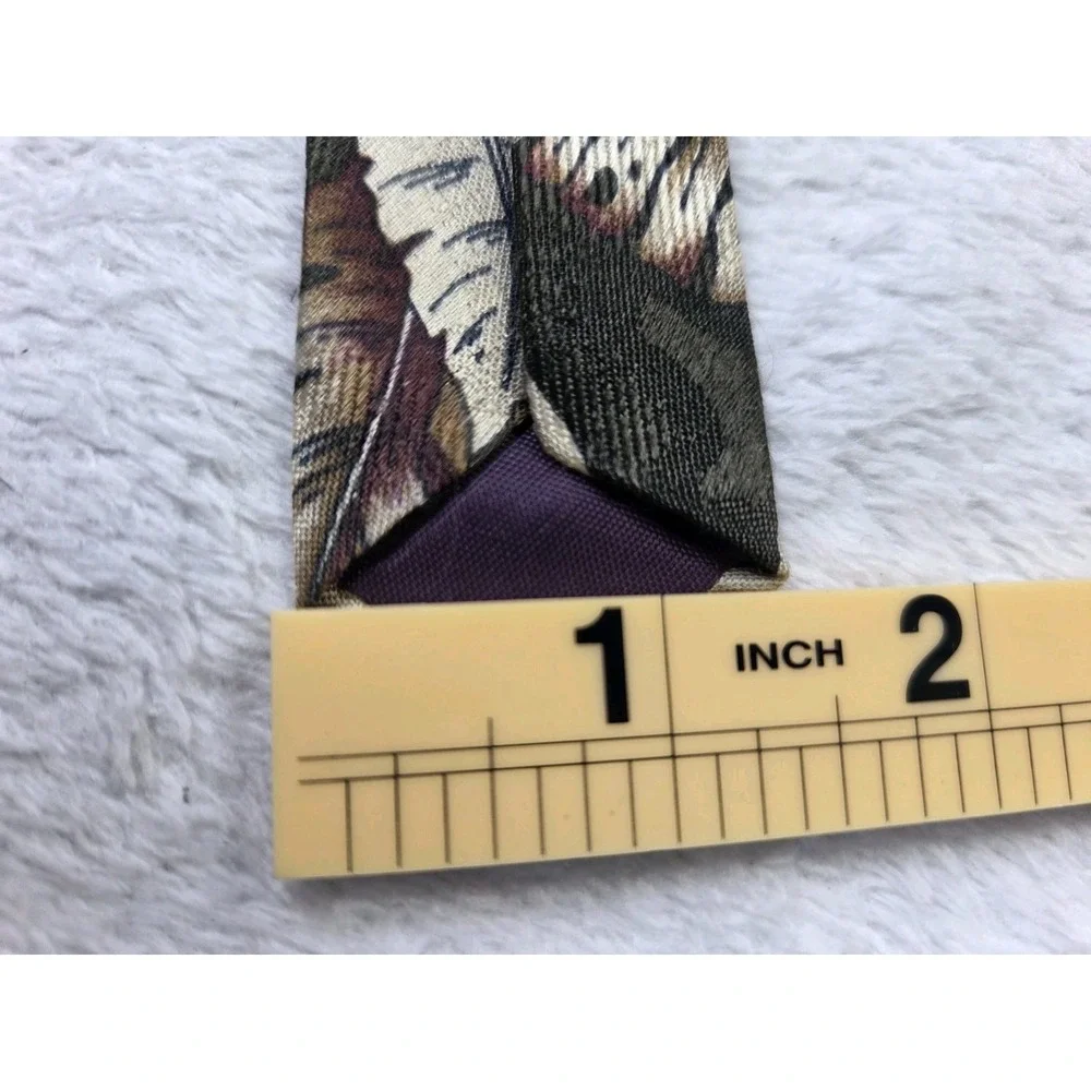Vintage Mario Valentino Silk Tie Italy Floral Botanical Blue Burgundy Designer